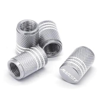 Imagem de Tampas de válvula de pneu de roda Capas de haste de aro de pneu para motocicleta à prova de pó compatível com Y&AMAHA Majesty250 Majesty400 Majesty125 Majesty 250 400 125 (4 peças prata)