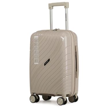 Imagem de Mala de Viagem Pequena de Bordo 8kg em Polipropileno Inquebrável com Zíper Duplo Antifurto e Rodas Removíveis 360º - Allabard