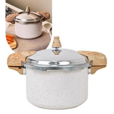 Imagem de Panela de Pressão Brinox Indução 5,4L Pressure 22cm Vanilla Cermic Lif