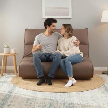 Imagem de Futon Casal 2 Lugares Espuma hiper Soft Sofá Cama Reclinável Tecido Su