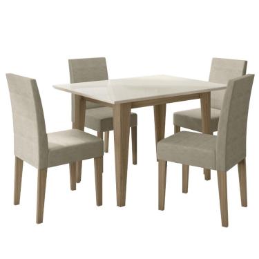 Imagem de Sala de Jantar Kate 120x90 Tampo com Vidro 4 Cadeiras Josi Poliman Moveis