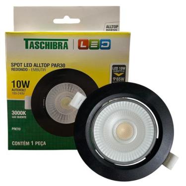 Imagem de Spot Led Redondo Preto Embutir 10w Branco Quente 3000K - TASCHIBRA