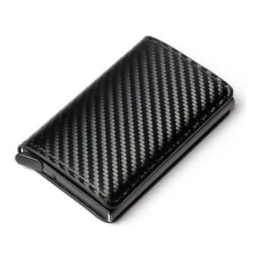 Imagem de Carteira Do Futuro Porta Cartões De Couro Antifurto Rfid - Geral, Pret