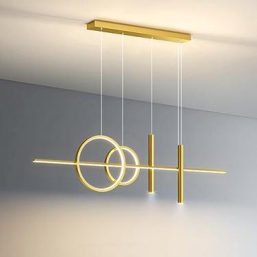 Imagem de Luminária pendente LED para mesa de jantar, lustre moderno de teto, lustres com 3 modos de cores, luminárias suspensas decorativas para sala de estar, sala de jantar e quarto