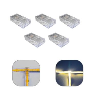 Imagem de Kit 5 Conector Emenda T Ledgo Para Fita Led Cob 2 Vias Monocor 8mm