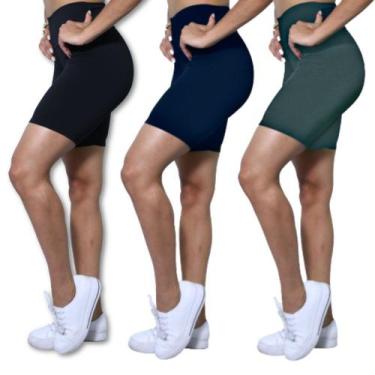 Imagem de Kit 3 Bermudas Plus Size Heide Ribeiro Basic Suplex Academia, G5, Pret