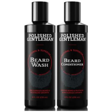 Imagem de Shampoo e Condicionador Crescimento Rápido de Pelos Barba Limpeza Orgânica do Rosto 118ml, POLISHED GENTLEMAN, Preto