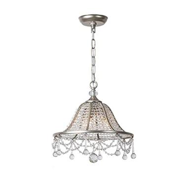 Imagem de Lustres de cristal de luxo, lustre suspenso de metal vintage E14, luminária pendente de cristal, luminária ajustável para sala de estar, decoração de hall de entrada, luz suspensa de teto H1