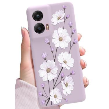 Imagem de SOPROCAS Capa para Motorola Moto G Stylus 5G 2024, lindo design floral para mulheres e meninas, capa de telefone de silicone com proteção contra quedas e forro de microfibra antiarranhões, flor branca