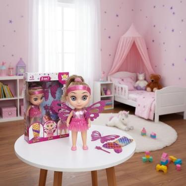 Imagem de Boneca Shiny Angels 3 em 1 Sereia Fada e Bailarina com Varinha Mágica – Brinquedo Infantil Interativo, Cabelos Coloridos, Articulada, Presente Criativo para Meninas