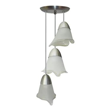 Imagem de Lustre Pendente Triplo Com 3 Tulipas De Vidro Mesa De Jantar