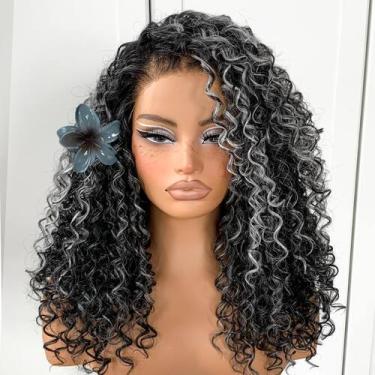 Imagem de Peruca MITIMES Grey Highlight Curly Synthetic HD Lace Afro