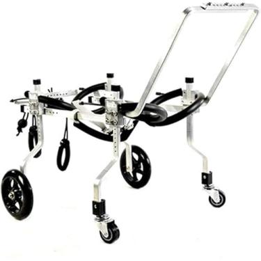 Imagem de Cadeira de rodas para cães, carrinho de cachorro ajustável, cadeira de rodas para cães com deficiência para reabilitação de pernas traseiras, caminhada assistida com quatro rodas, ajustável para gatos