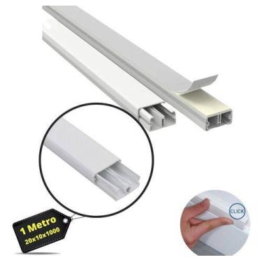 Imagem de 10 Canaletas Pvc C/ Divisória 20x10x1000mm Fita Dupla Face - Ilumi