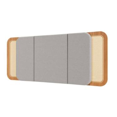 Imagem de Cabeceira Estofada Casal Curva com detalhes em Tela Natural 170x70cm T