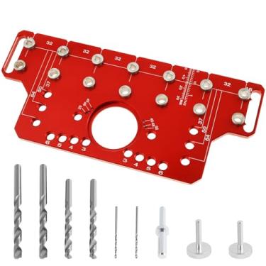 Imagem de Pino de prateleira dobradiça gabarito liga de alumínio guia de perfuração de pino de prateleira ajustável gabinete molde de perfuração com brocas todos os gabinetes de metal gabinete gabinete gabinete