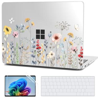 Imagem de G JGOO Capa para Microsoft Surface Laptop 38.1 cm Touchscreen Copilot + PC 2024 (7ª Edição) Modelo 2037, Capa protetora de plástico rígido com capa de teclado e protetor de tela, flores de jardim