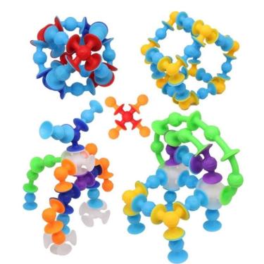 Imagem de Conjunto de 33 peças de silicone Building Blocks Suckers Game para crianças