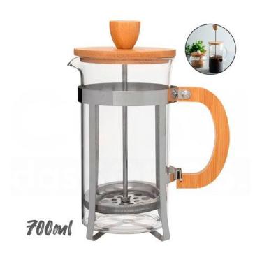 Imagem de Cafeteira Prensa Francesa Tampa Alça Bambu 600ml Mimo Style