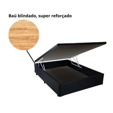 Imagem de Cama Box Baú Casal Blindada Reforçada Pés de Madeira 138x188 - Hadassa