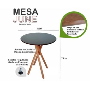 Imagem de Mesa De Madeira Redonda 50cm Cozinha Área Gourmet Varanda - Preta - Pi