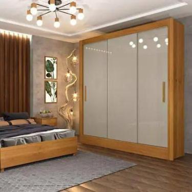 Imagem de Guarda Roupa Casal Valência 3pt Cinamomo Off Mdp Móveis Tcil Cor Cinam