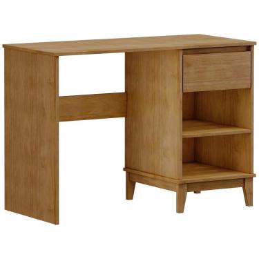 Imagem de Mesa Para Escritório Escrivaninha Home Office 1 Gaveta Cintra F06 Freijó - Lyam Decor