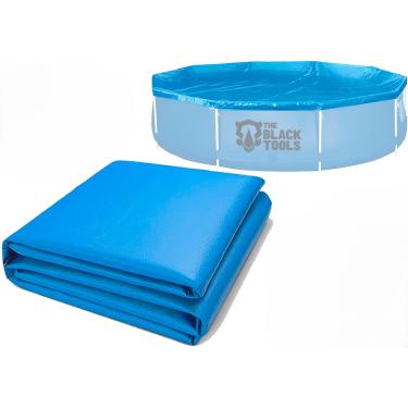 Imagem de Cobertura para Piscina Redonda 3m Azul Capa Protetora em PVC com Cordas TBT-008 The Black Tools