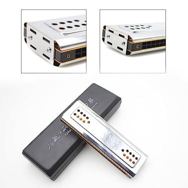 Imagem de Domary Swan 2-em 1 Tremolo de Dupla Folha Gaita Órgão da Boca Órgão Dural de C G 24 Buracos Duplos Instrumentos de de Limpeza de Caixa Acolchoada para Amantes da Música