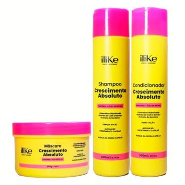Imagem de Ilike crescimento absoluto KIT 3 produtos Shampoo Condicionador e Mascara