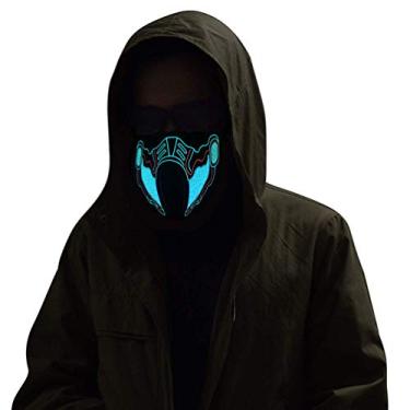 Imagem de Kampeaburr Máscara de LED ativada por voz, máscara de cosplay para mulheres, homens, shows, máscara facial bandana quente (sangue de máquina)