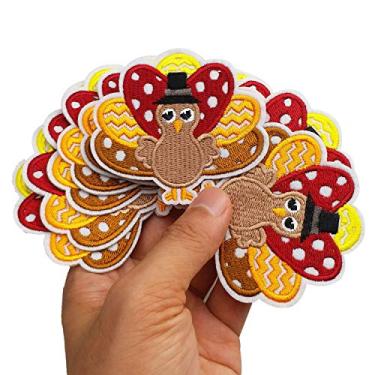 Imagem de 7,6 cm x 6,6 cm, 12 peças de peru de ação de graças, passar, costurar, costurar, pano, apliques bordados à máquina, projetos de costura, faça você mesmo