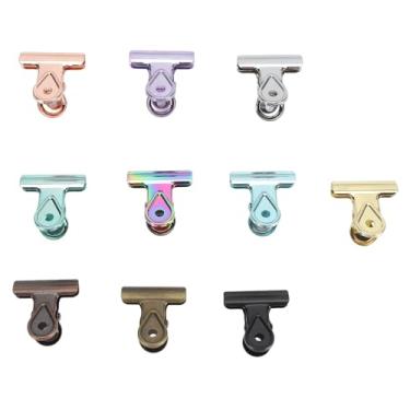 Imagem de Acouto 10 Clipes de Dobradiça Coloridos, Braçadeiras de Metal Galvanizadas à Prova de Ferrugem para Arquivos de Fotos e Receitas-solução de Suspensão Versátil (S)