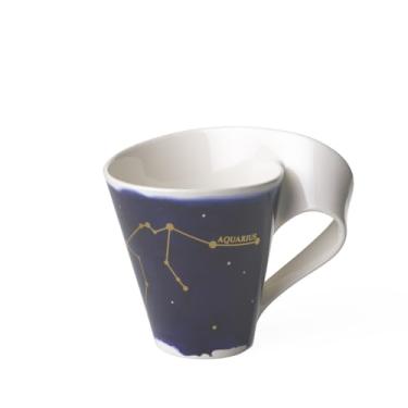 Imagem de Villeroy & Boch NewWave Alça de estrelas, caneca elegante com motivo de aquário, porcelana premium, pode ser lavado na lava-louças, branco/azul, 300 ml