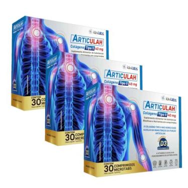 Imagem de Kit 3 Articulah Colágeno Tipo II 40 mg e D3 3x30 comp IDNLabs - IndLab