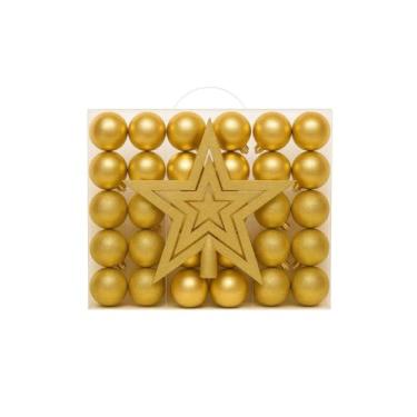 Imagem de Kit 60/100 Bolas de Natal Mista Lisas Glitter Decoração Enfeite Árvore de Natal com (Dourado - 60 Bolas)