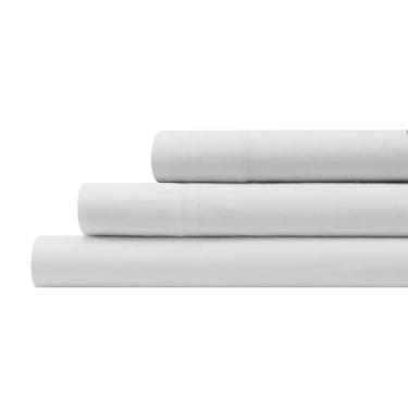 Imagem de Aeropostale Jogo de lençol de malha jersey super macio, lençóis de cama de 3 peças, lençóis de jérsei rico em algodão, serve para colchões de até 43 cm de profundidade, tamanho solteiro, branco
