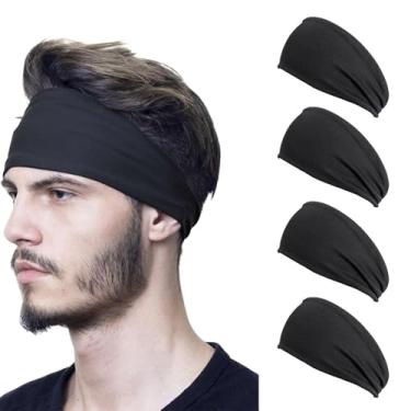 Imagem de Bandanas esportivas de 4 peças, faixa de suor de secagem rápida, faixa elástica para homens e mulheres para corrida, futebol, ioga, treino físico, todos