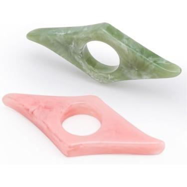 Imagem de Pacote com 2 suportes de página de polegar para leitura com padrão energético, marcador de livro, suporte de página de dedo, acessórios de livros para amantes de leitura (rosa e verde-oliva