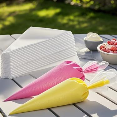 Imagem de 100 sacos de confeitaria descartáveis de 30,5 cm, sacos de confeitar anti-explosão, para decoração de bolos de cobertura de creme e biscoitos
