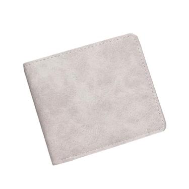 Imagem de Carteira masculina dobrável com bloqueio fino, bolso frontal minimalista - fina e elegante com janela para identidade17, Cinza, Minimalista