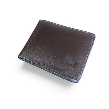 Imagem de Carteira Masculina em Couro Legítimo Design Clássico 11,5x9cm Porta Cartões Dinheiro Documento e Moedas (Marrom)