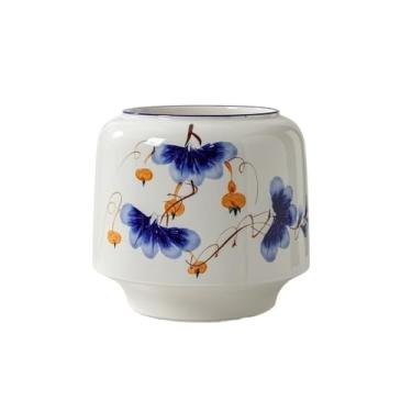 Imagem de Vasos de plantas Vaso de cerâmica pintado à mão branco com furo drenagem para uso interno e externo