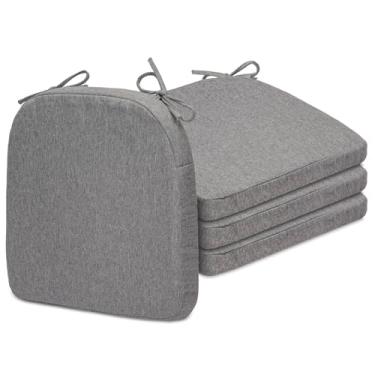 Imagem de SQUARE MOON Almofadas de cadeira para cadeiras de jantar, almofadas de espuma de alta resiliência para sala de jantar, almofadas de assento de cozinha com laços, lavável na máquina, 43 x 40 x 5 cm