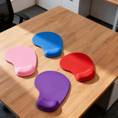 Imagem de 1 mouse pad com descanso de pulso, acessórios de mesa de escritório com suporte de gel, tapete ergonômico antiderrapante para uso em computador e laptop