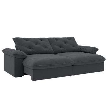 Imagem de Sofá Retrátil e Reclinável 4 Lugares 2,30m Slim Amsterdã Cinza Cinza