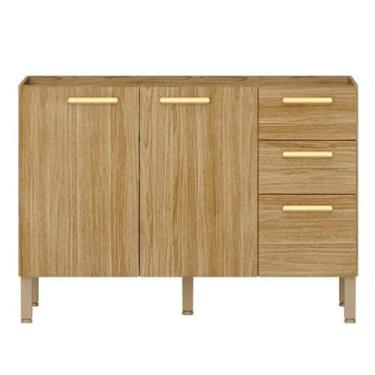 Imagem de Balcao Para Pia 3 Portas 2 Gavetas 120 Cm Urbane Ktp Freijo - Kit's Pa