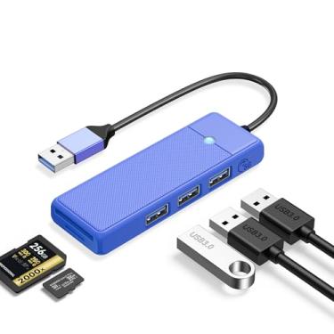 Imagem de Hub USB 3.0, hub USB de 5 portas, divisor USB com leitor de cartão SD/TF 3.0, adaptador expansor USB 3.0 multiportas para laptop tipo A, pen drive, console, teclado, mouse, HDD