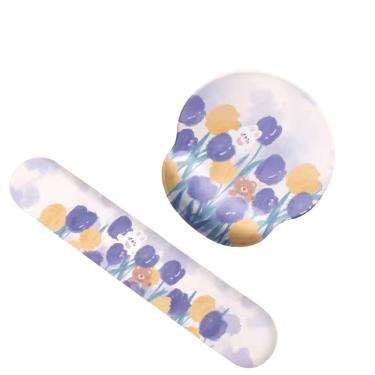 Imagem de Conjunto de apoio de pulso para mouse pad e teclado em espuma viscoelástica de silicone