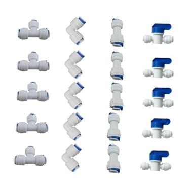 Imagem de KiBcsLic 1/4" OD Conexão rápida para de osmose de água Peças Válvula de esfera + T+i+L Tipo Push in para conectar Kit de conexões de tubo
